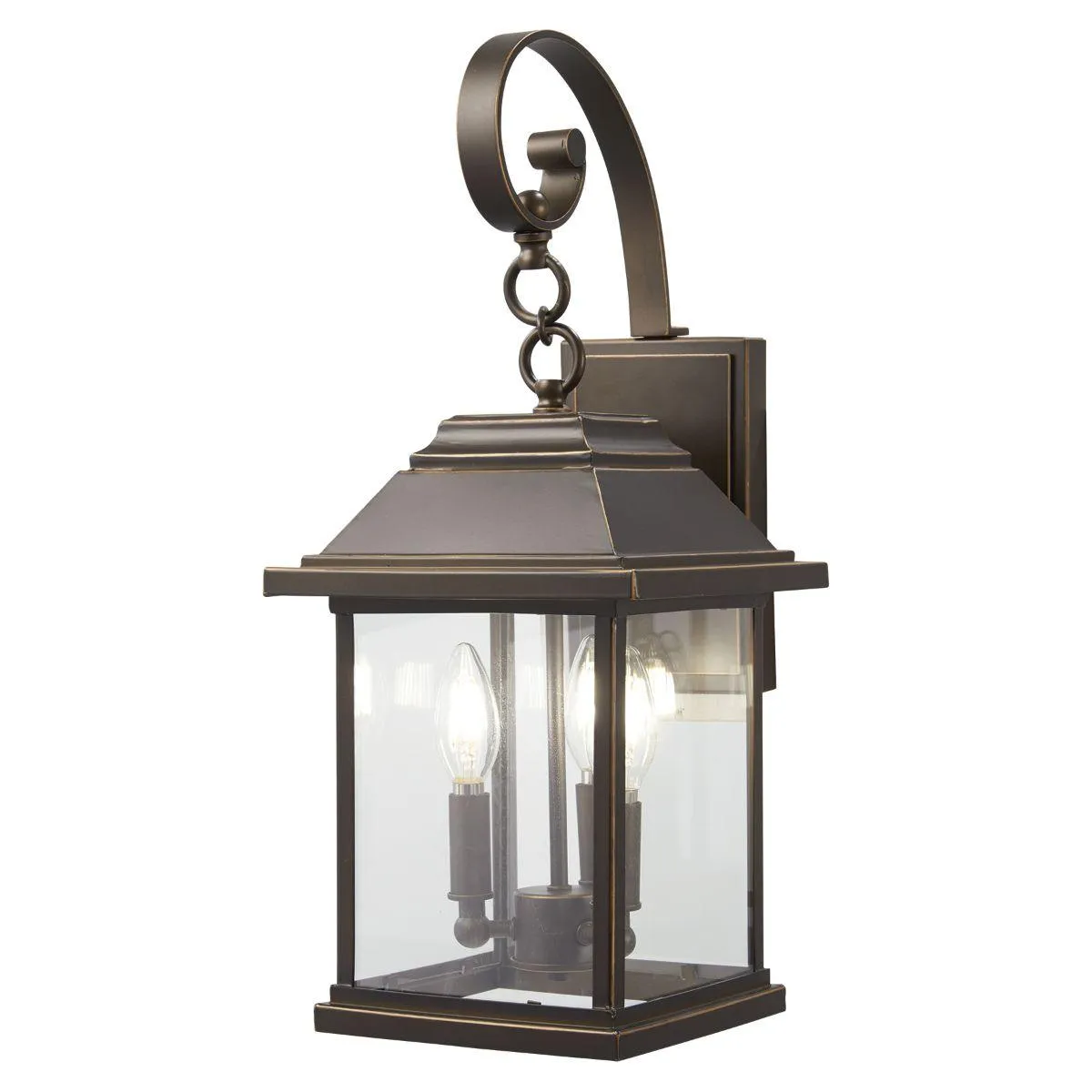 Mariner's Pointe 22 in. 3 Lights Outdoor Wall Lantern Oil Rubbed Bronze & Gold Finish