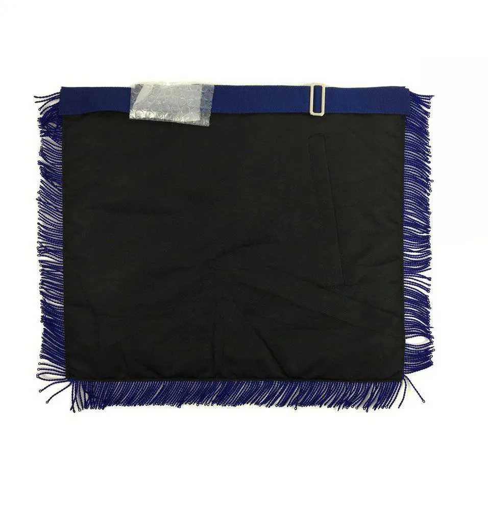 Master Mason Blue Lodge Apron - White & Navy Blue with Blue Fringe