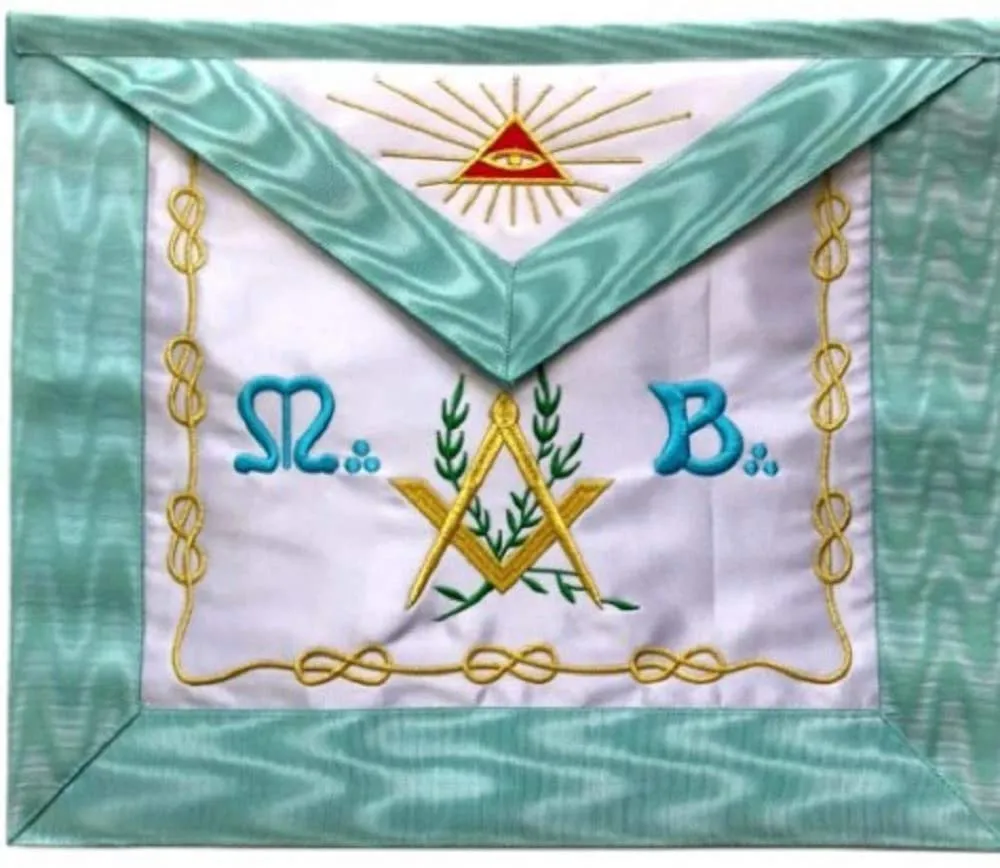 Master Mason French Rite/Modern Rite Pyramid Silk Apron - Sky Blue