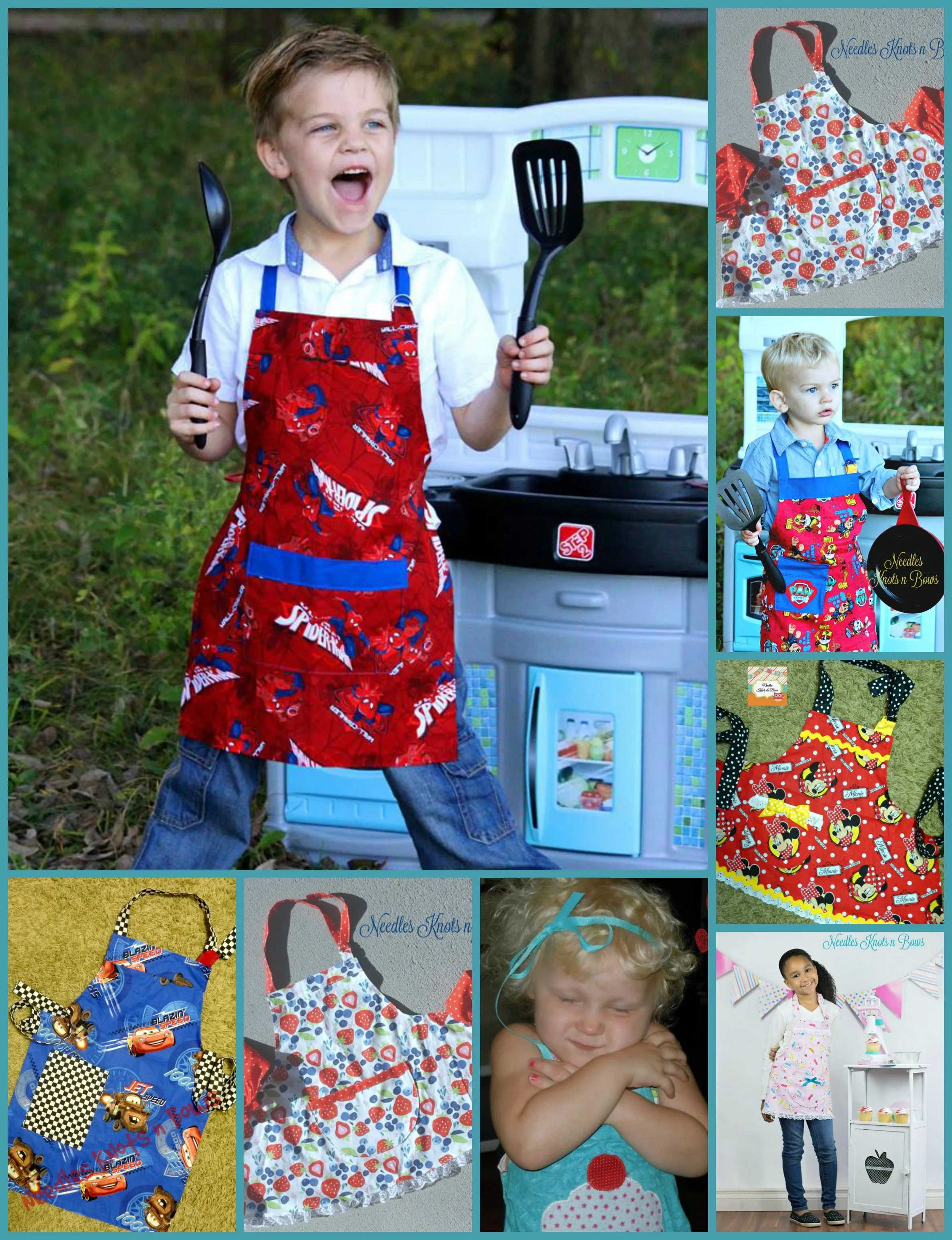 Mickey Mouse Apron with Pocket, Kids - Toddler Apron, Sizes 1 - 14