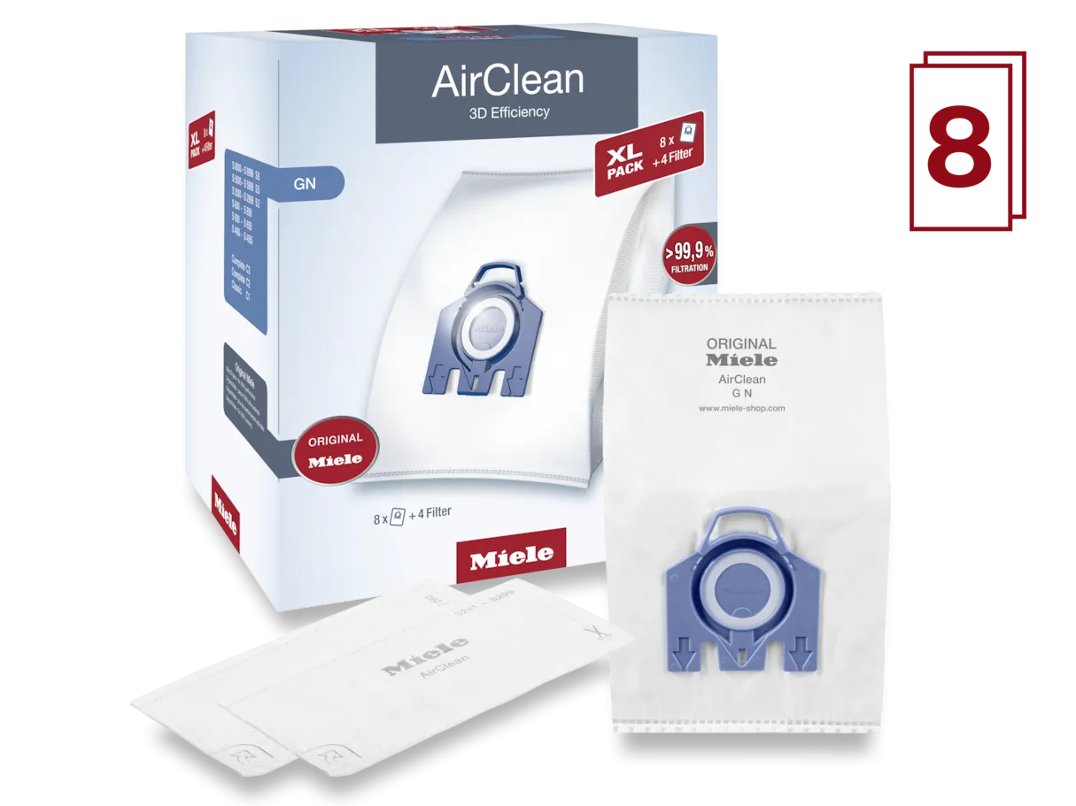 Miele GN XL-Pack AirClean Vacuum Cleaner Bags - 8 pack   2 motor filter   2 exhaust filters