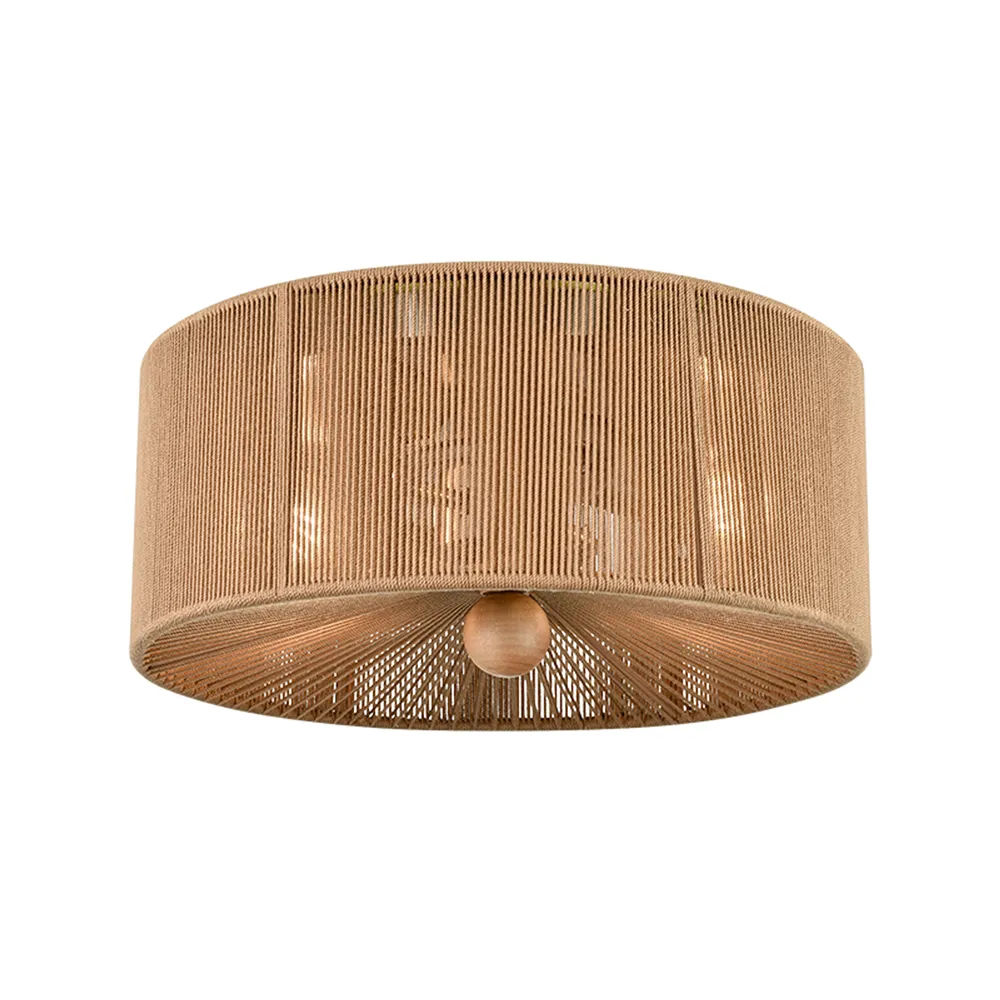 Millennium Lighting, 2 Light Flush Mount Ceiling Light, Brown Rope Shade, Brushed Nickel Finish