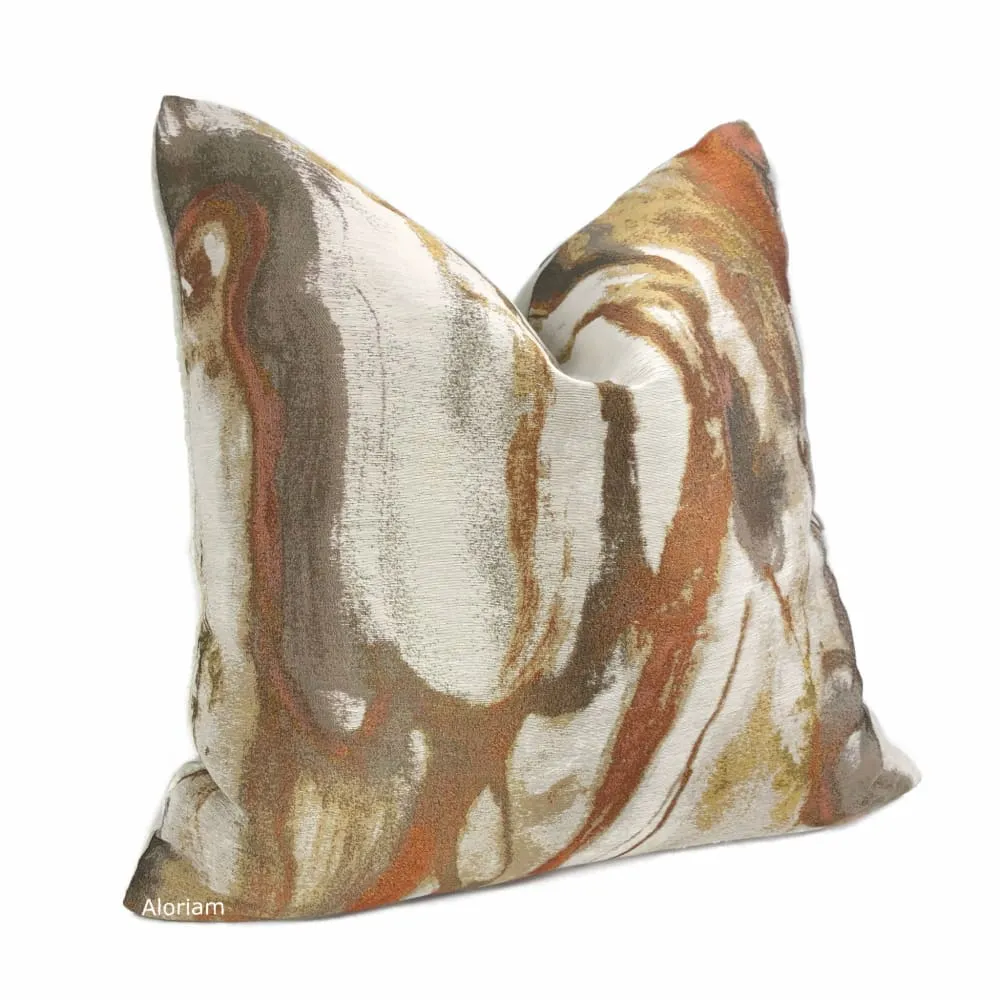 Miravel Copper Gold Brown Abstract Pillow Cover