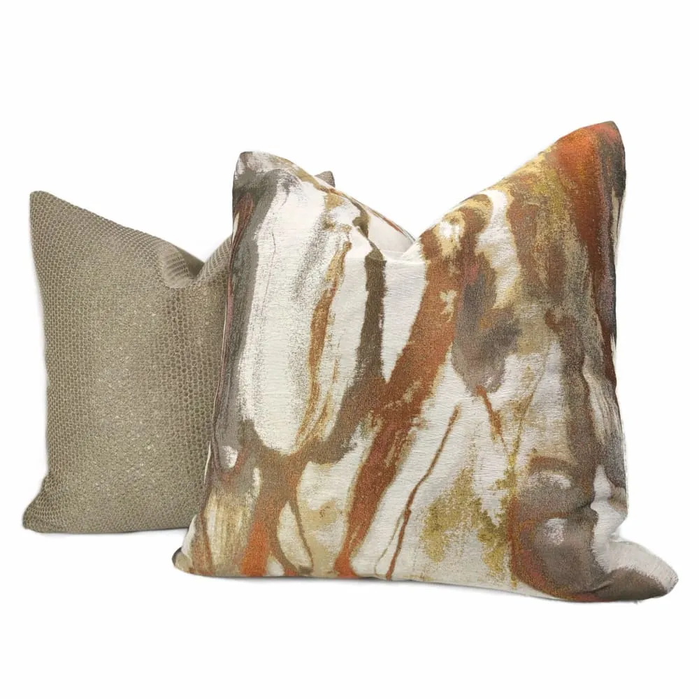 Miravel Copper Gold Brown Abstract Pillow Cover