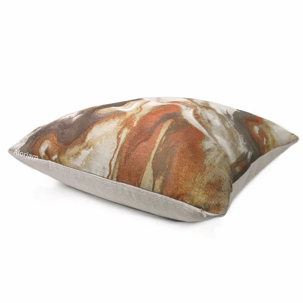 Miravel Copper Gold Brown Abstract Pillow Cover