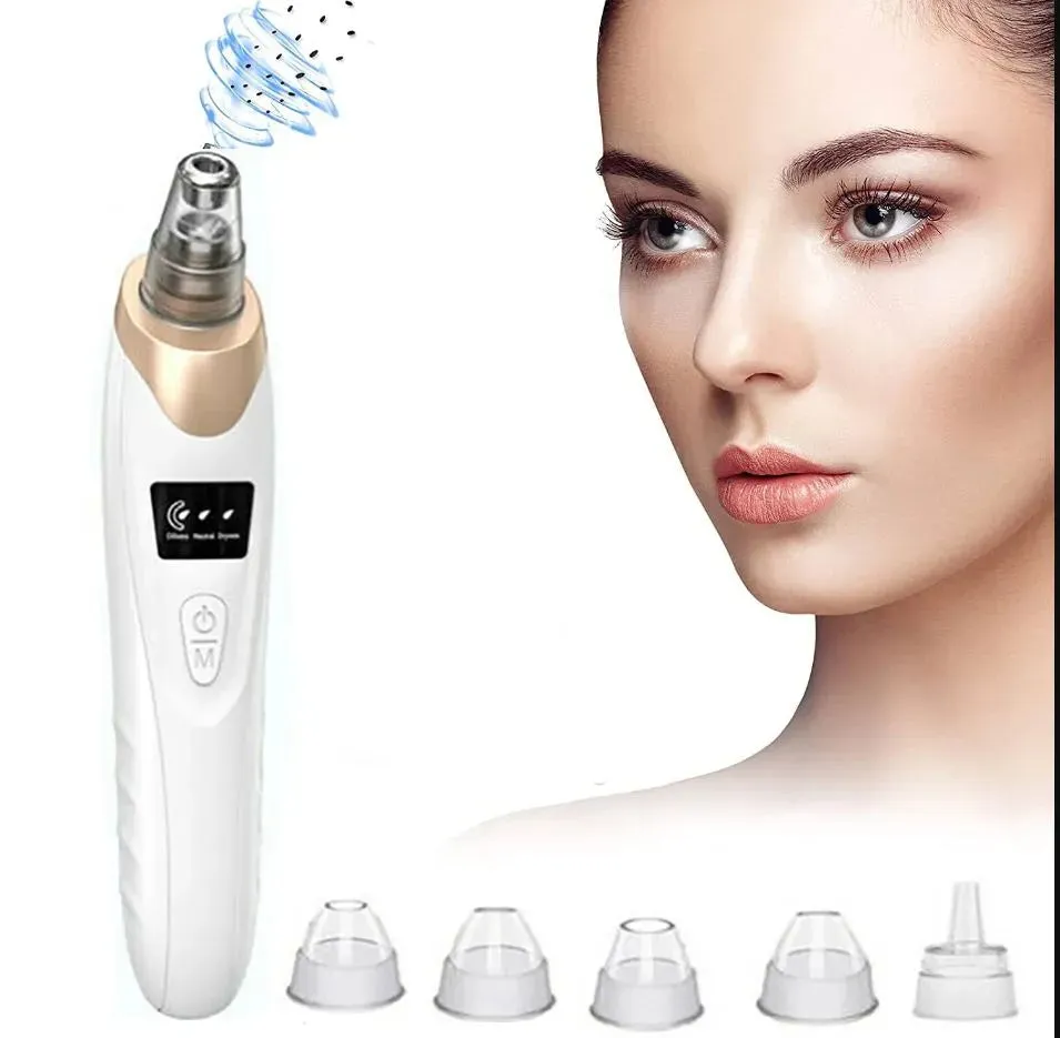 Miss Beauty New 5 in 1 Electric Rechargeable Black Head Remover Machine Acne Oil Vacuum Suction Face Pore Cleaner Facial Beauty Equipment White And Blackhead Removal Multifunction Device With LED Display Nose Extractor