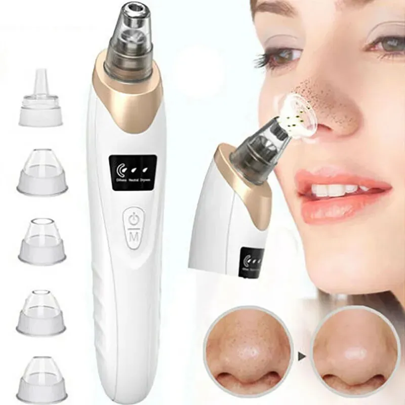 Miss Beauty New 5 in 1 Electric Rechargeable Black Head Remover Machine Acne Oil Vacuum Suction Face Pore Cleaner Facial Beauty Equipment White And Blackhead Removal Multifunction Device With LED Display Nose Extractor