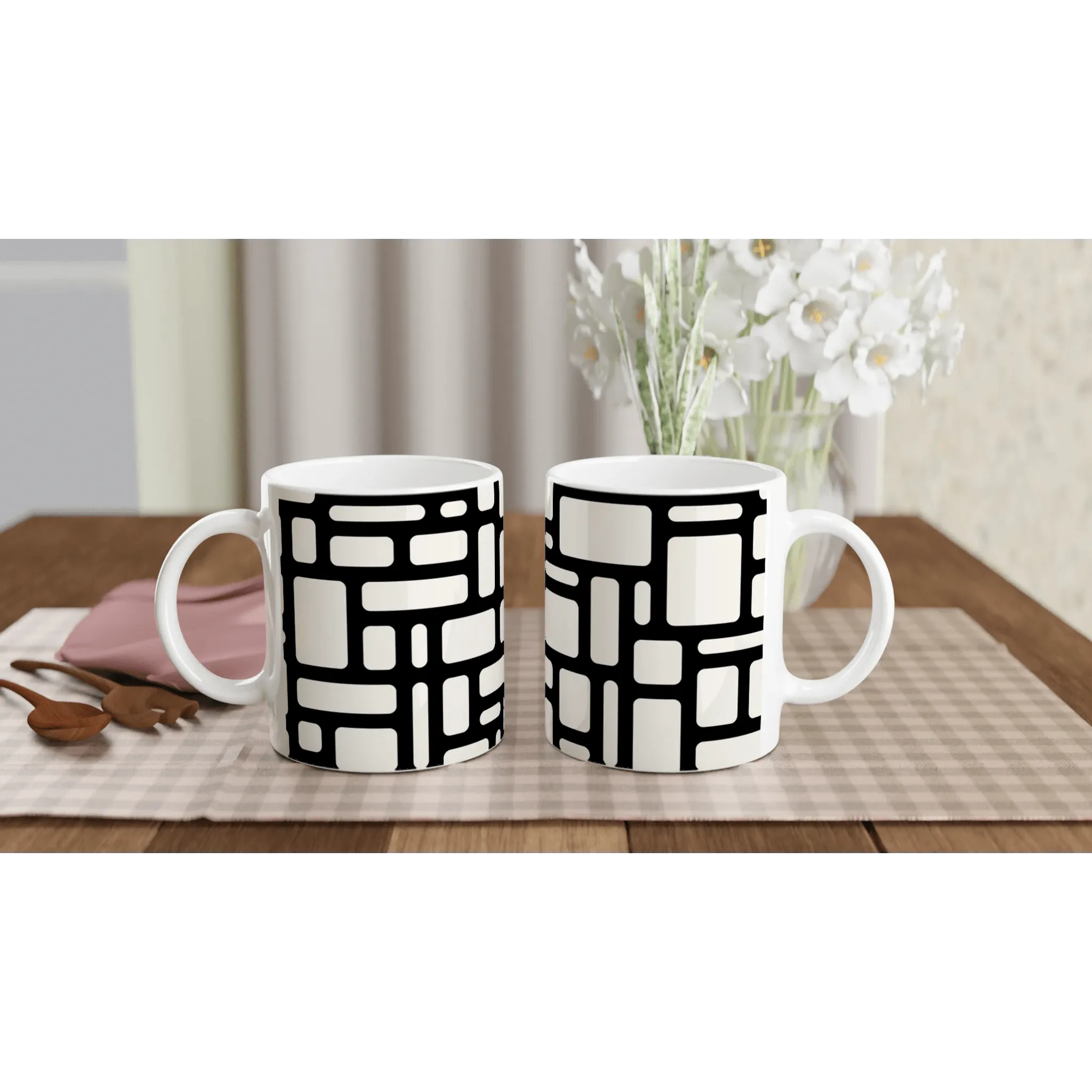 Modern White Ceramic Mug with Seamless Design