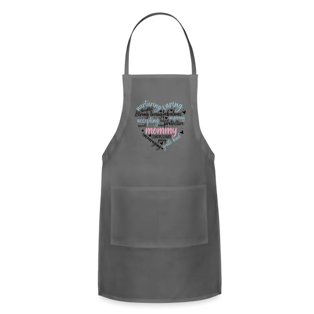 Mommy Heart Wordart Adjustable Apron