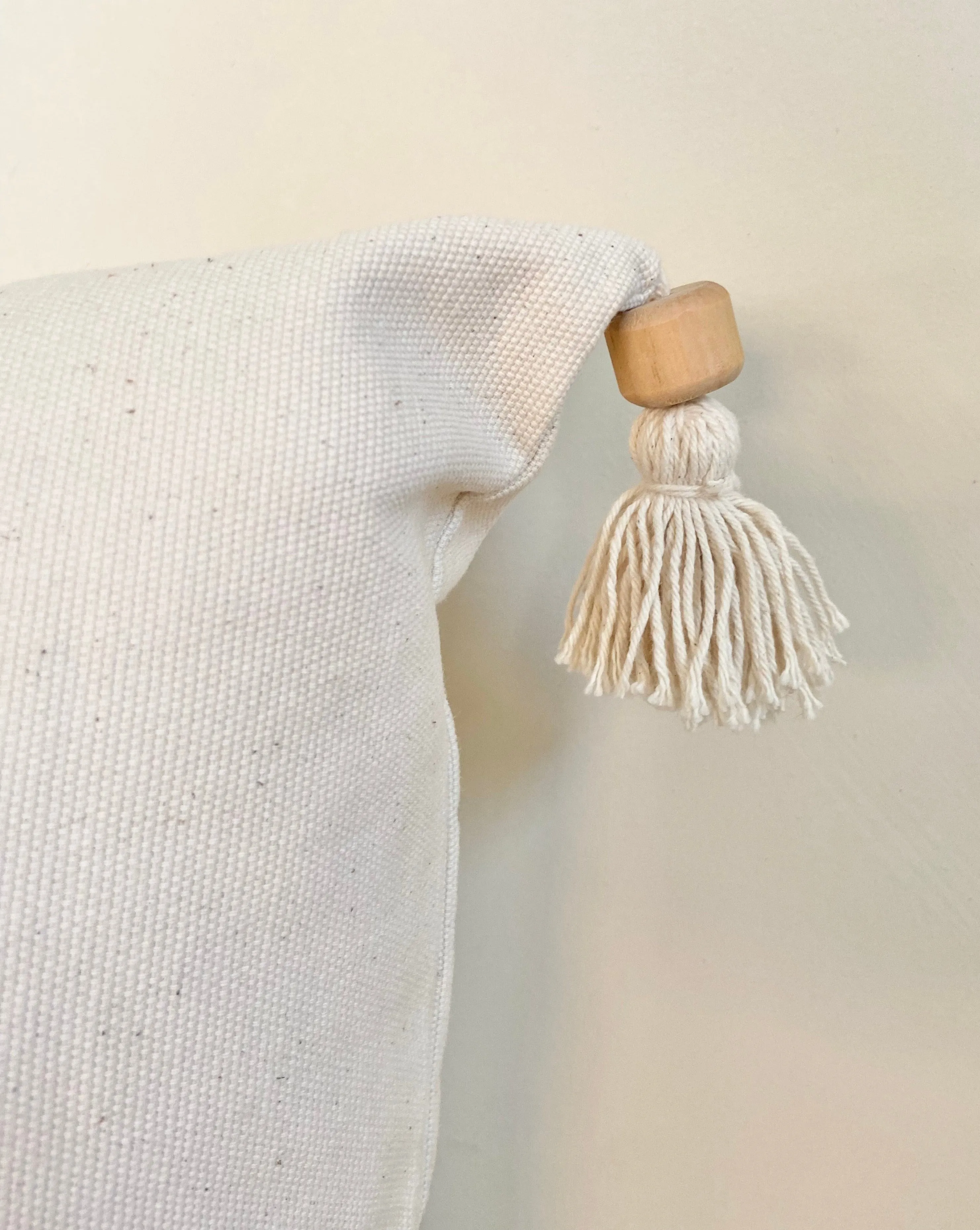 Natural White Tassel Pillow Cover | LOLA