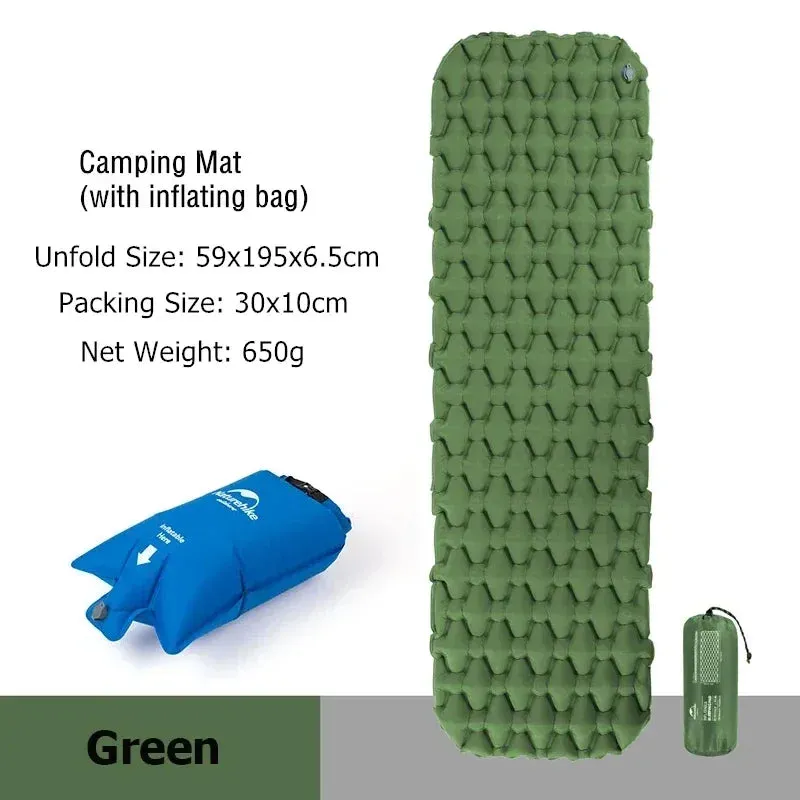 Naturehike Inflatable Camping Mattress – Ultralight Sleeping Mat, Air Bed for Camping 4 Seasons