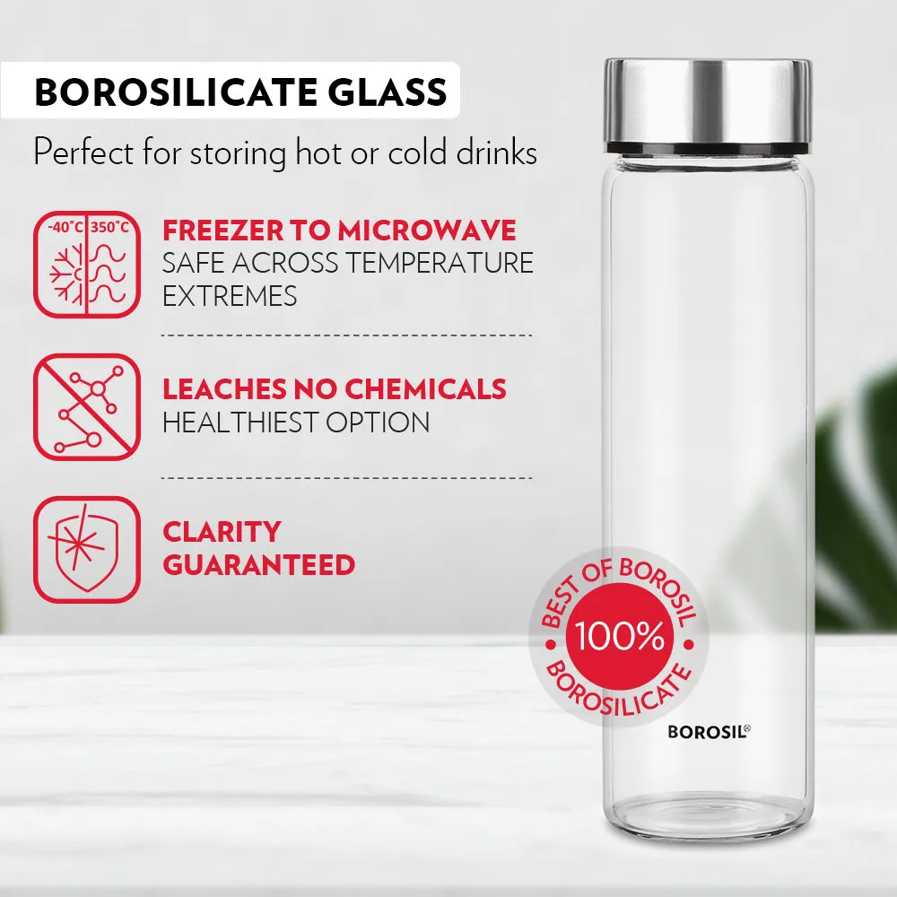 Neo Borosilicate Glass Bottle - Silver Lid