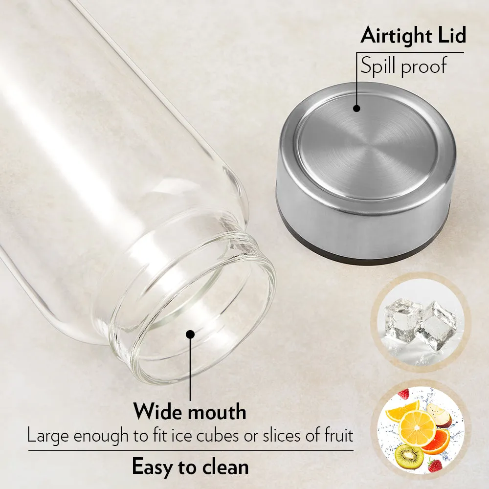 Neo Borosilicate Glass Bottle - Silver Lid