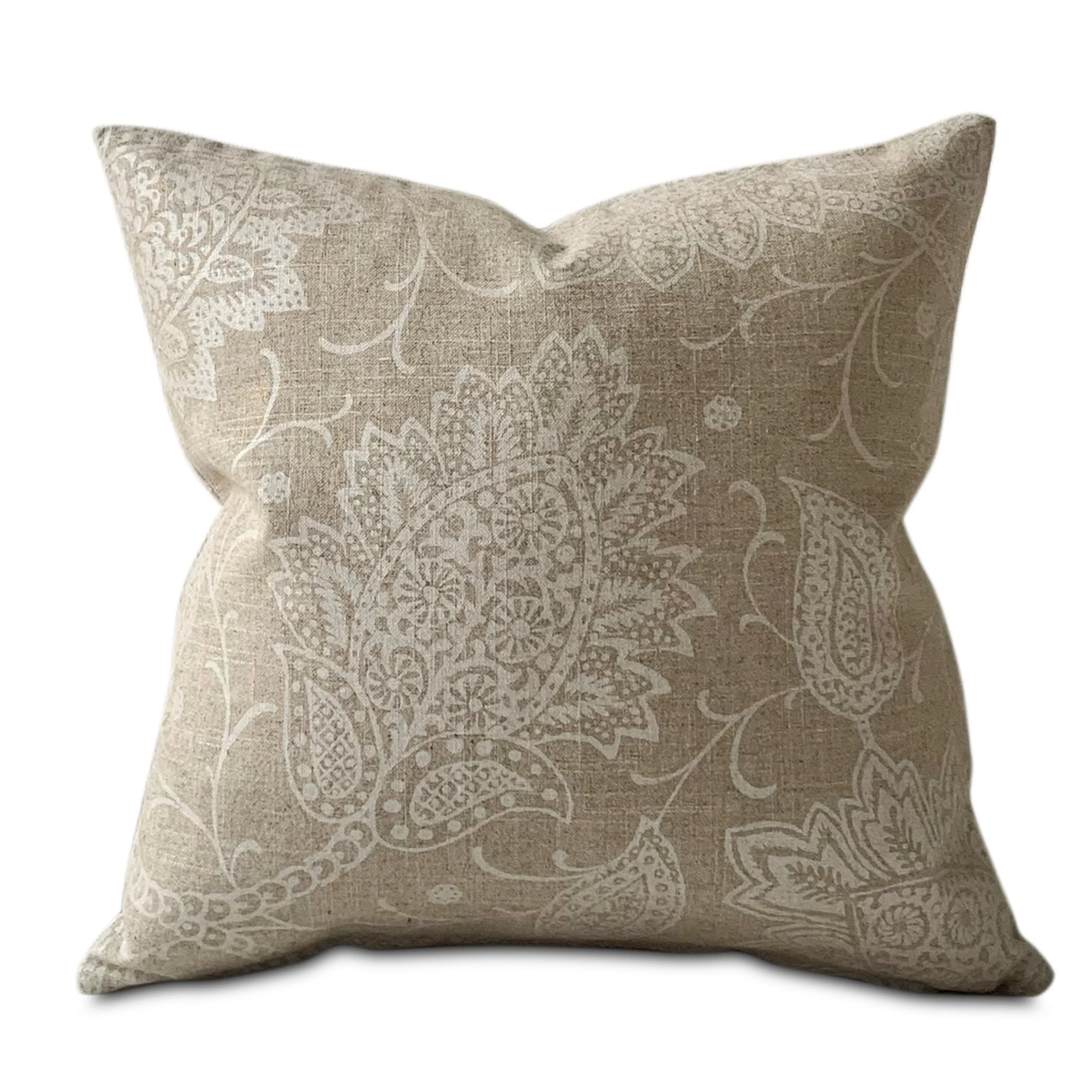 Neutral Boho Paisley Throw Pillow Cover 18x18