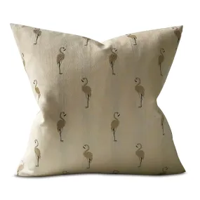 Neutral Woven Flamingo Throw Pillow Cover 22x22