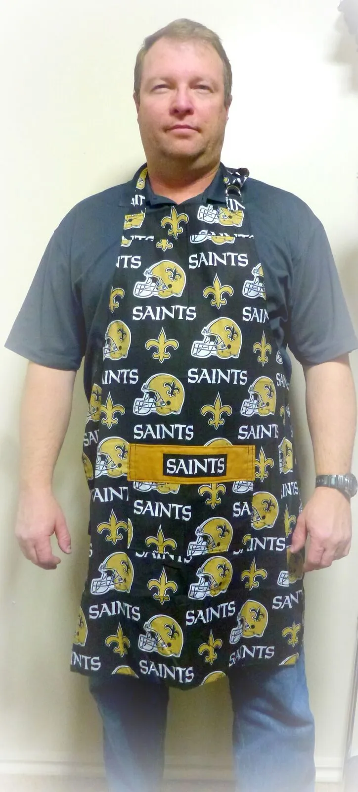 New Orleans Saints Apron, Womens Flirty Football Apron with Pocket, Aprons