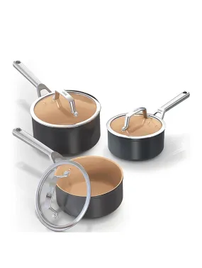 Ninja Extended Life Ceramic 3-Piece Saucepan Set CW93000UK Apricot and Grey