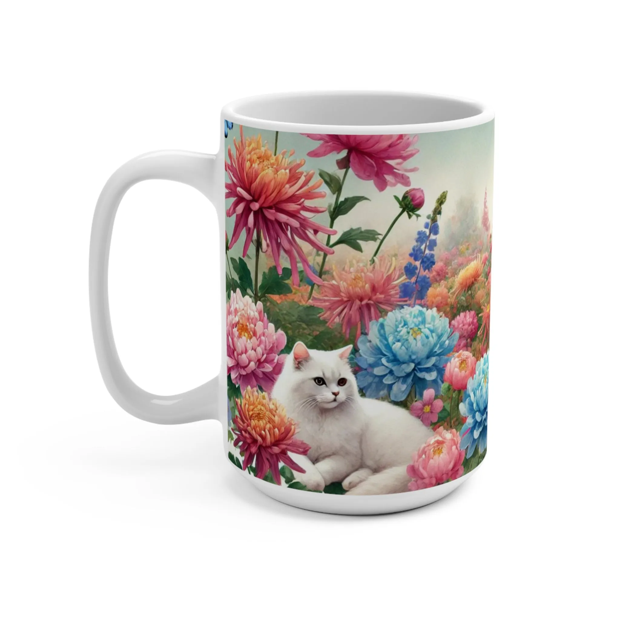 November Birth Month Flowers - Cat Lover - Mug 15oz