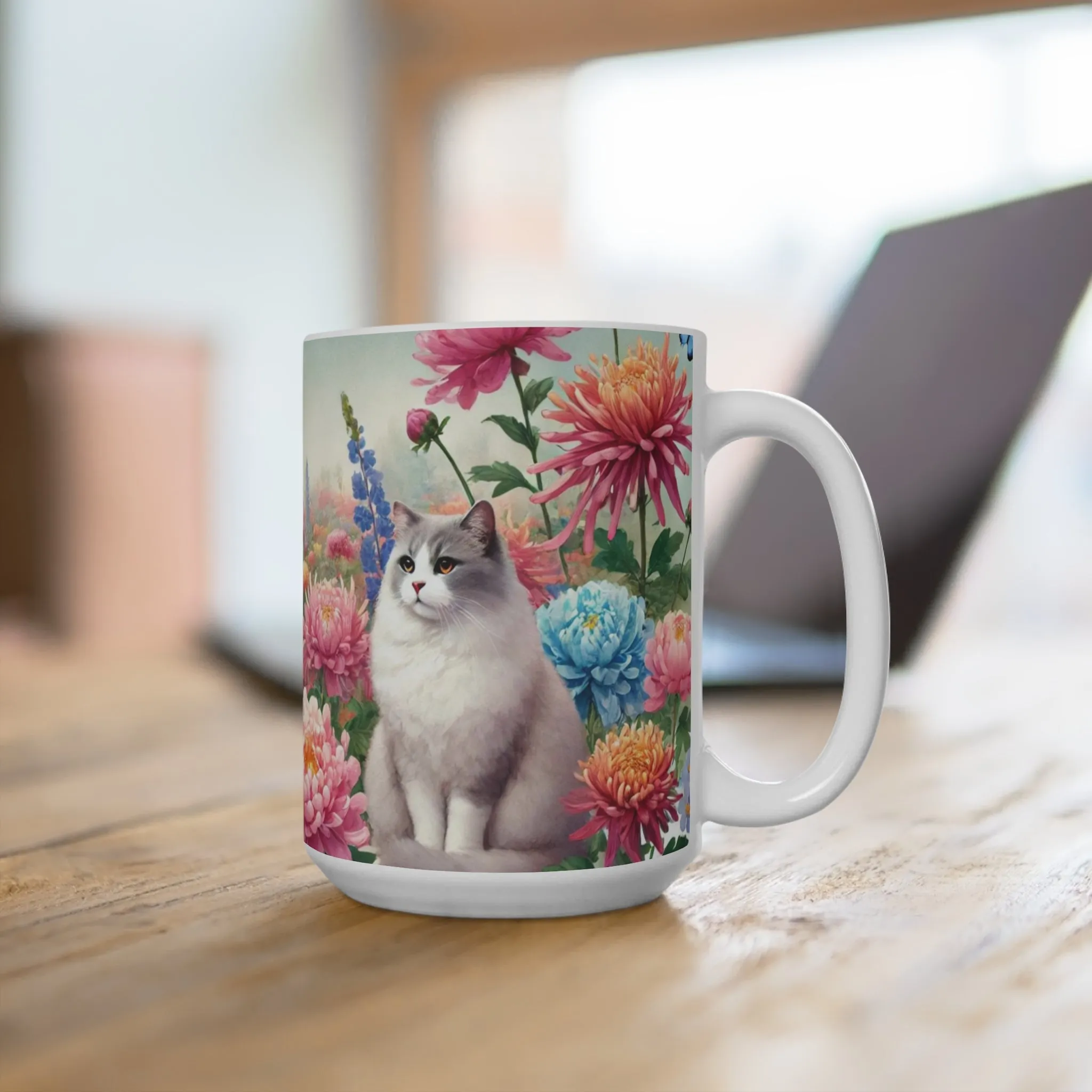 November Birth Month Flowers - Cat Lover - Mug 15oz