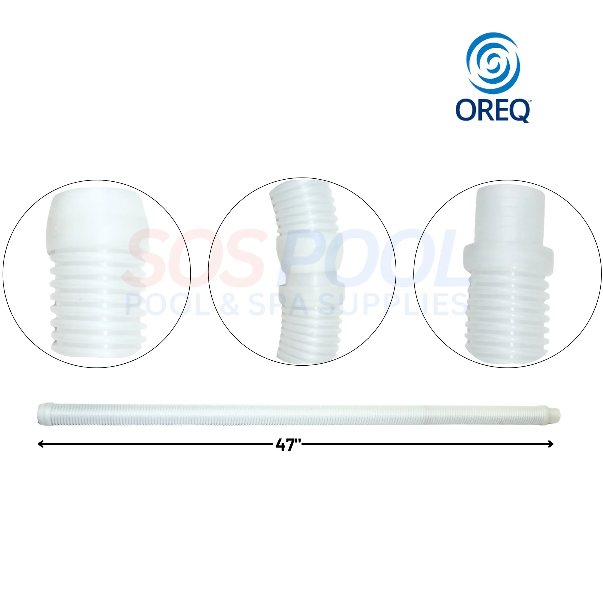 OREQ Sectional Connector Hose For Automatic Pool Cleaner Vacuum | Clear | 4' Ft | APC204C