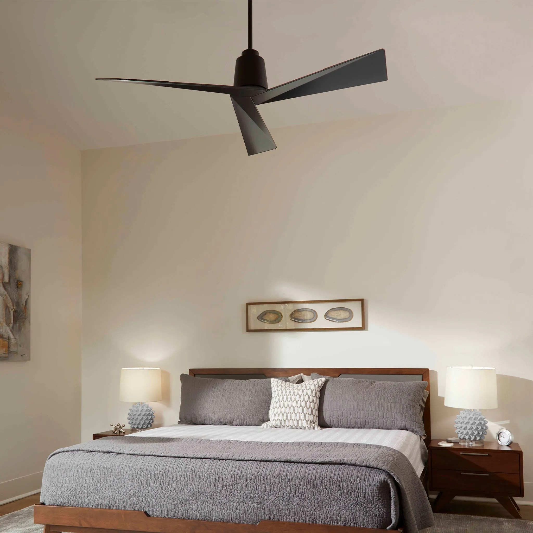 Oxygen DYNAMO Ceiling Fan with Remote - Modern, Contemporary - 54 Inch - Damp Rated - 6 Speeds - Reversible with Remote