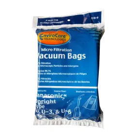 Panasonic Types U, U-3, U-6 Vacuum Bags Microfiltration with Closure - 9 Pack