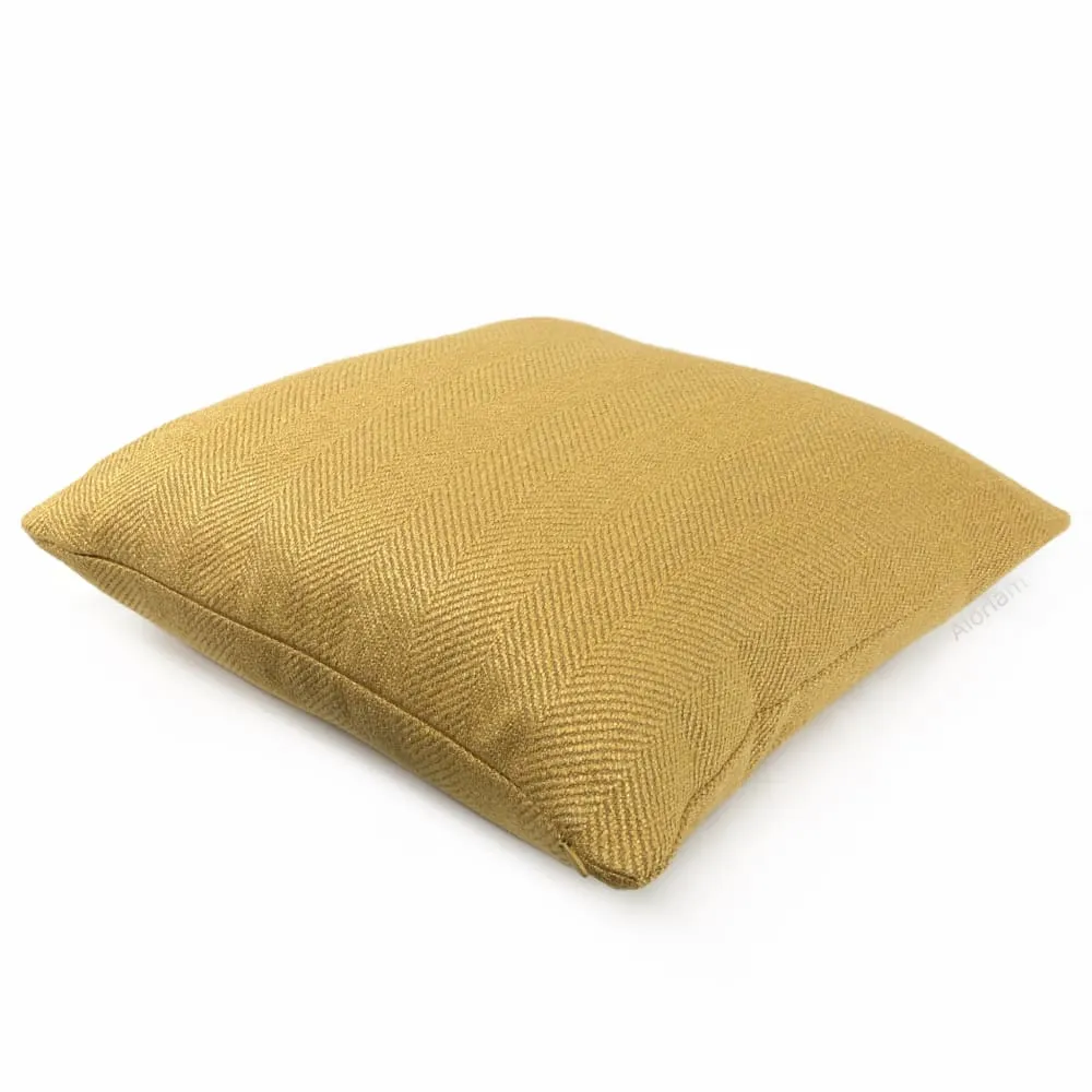 Parker Ochre Yellow Herringbone Pillow Cover