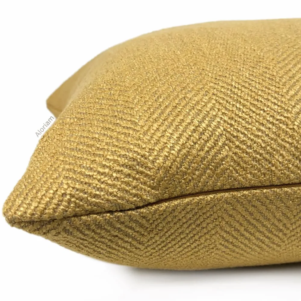 Parker Ochre Yellow Herringbone Pillow Cover