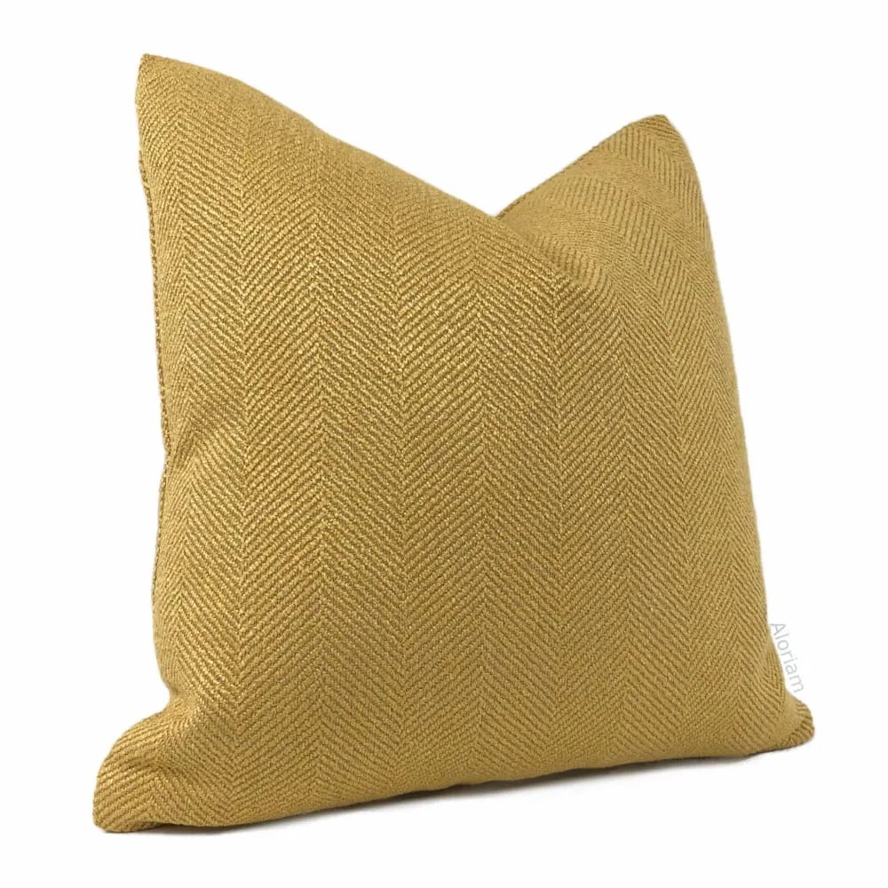 Parker Ochre Yellow Herringbone Pillow Cover