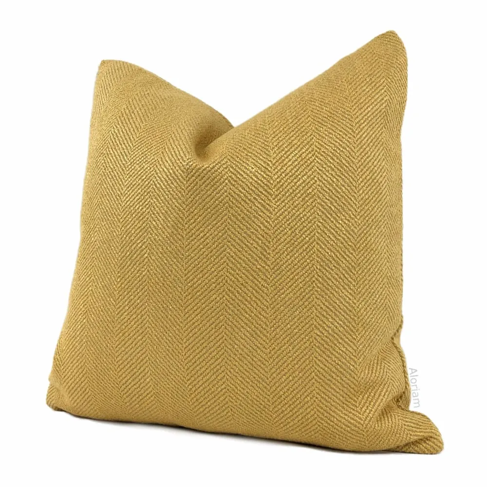 Parker Ochre Yellow Herringbone Pillow Cover