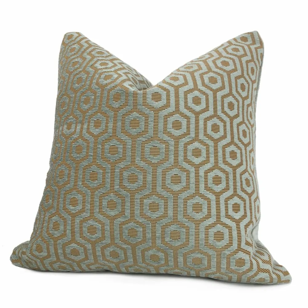 Pascal Seafoam Green Honeycomb Lattice Chenille Pillow Cover