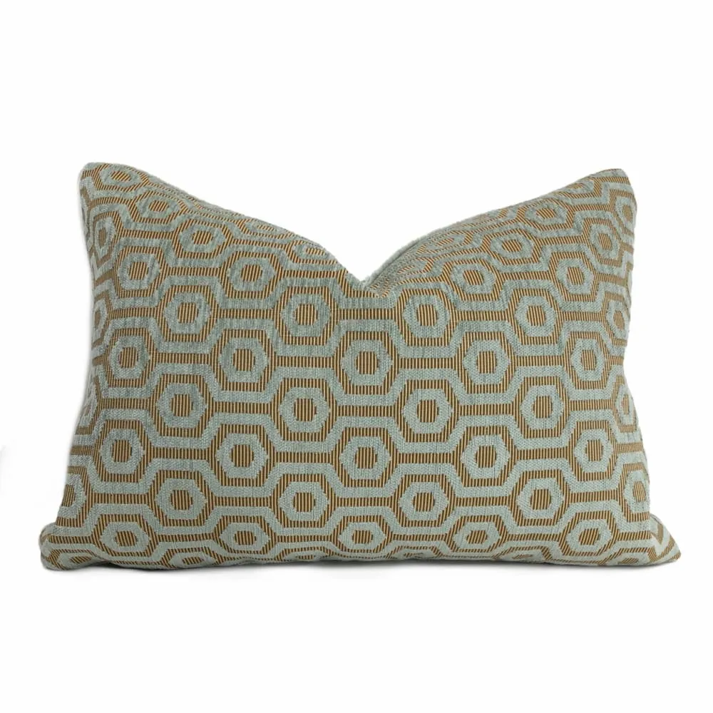 Pascal Seafoam Green Honeycomb Lattice Chenille Pillow Cover