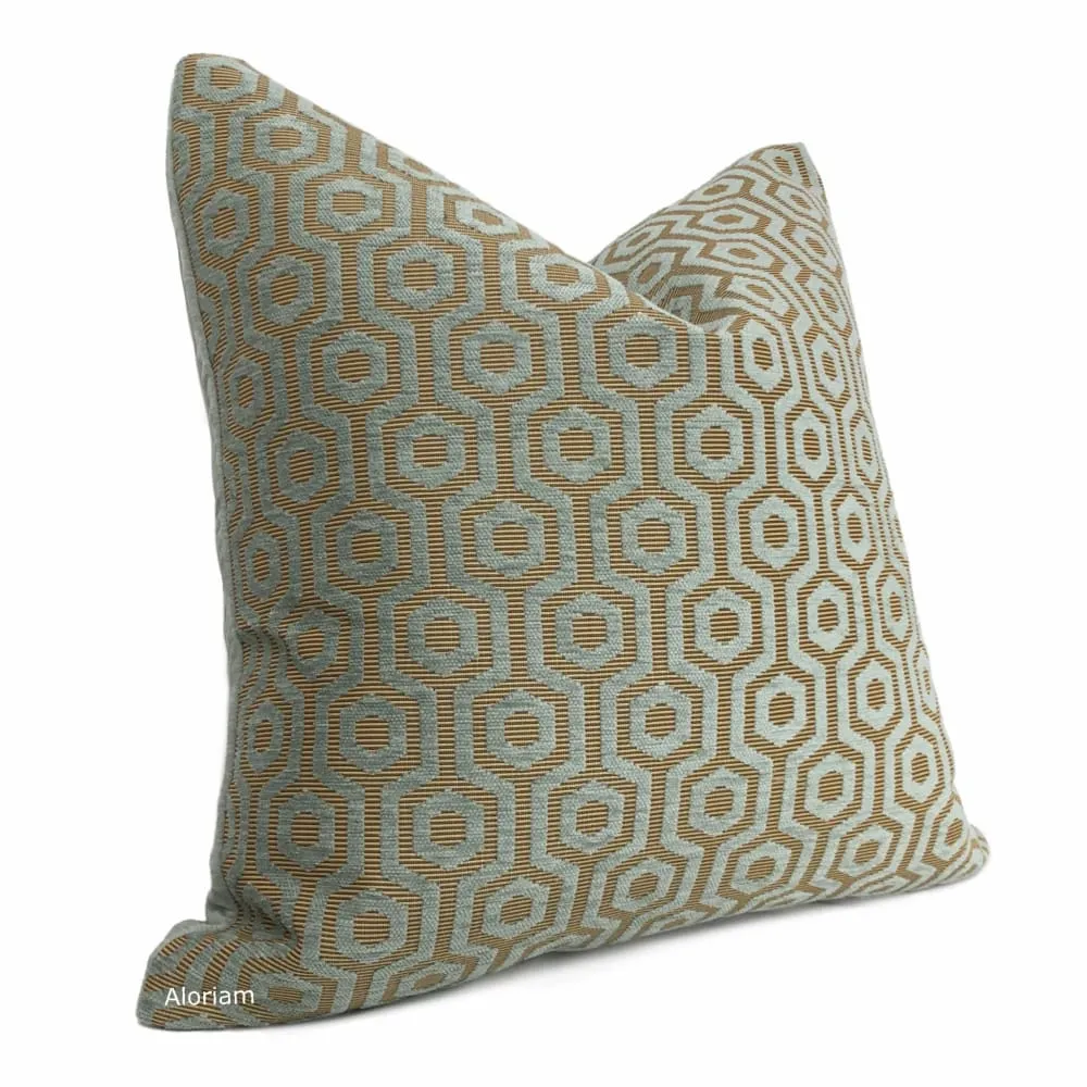 Pascal Seafoam Green Honeycomb Lattice Chenille Pillow Cover