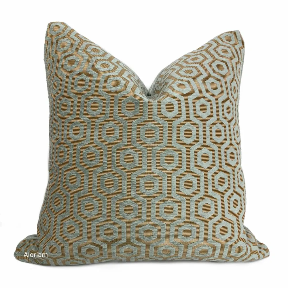 Pascal Seafoam Green Honeycomb Lattice Chenille Pillow Cover