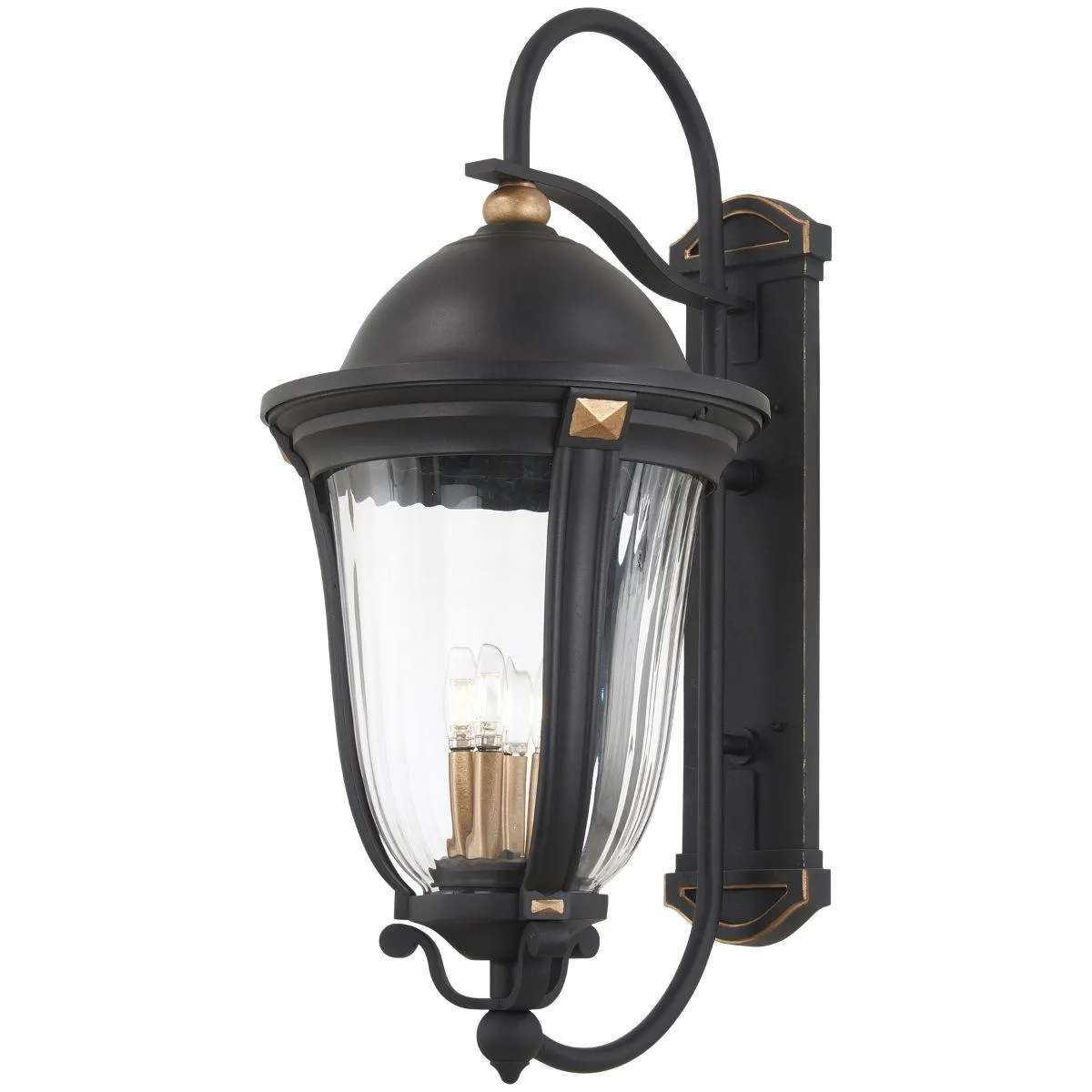 Peale Street 33 in. 5 Lights Outdoor Wall Lantern Black & Gold Finish