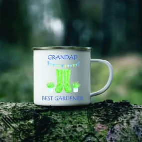 Personalised Grandad Best Gardener Enamel Mug, Grandads Allotment Mug - Gardening Mug - Grandad - Grandpa - Enamel Mug