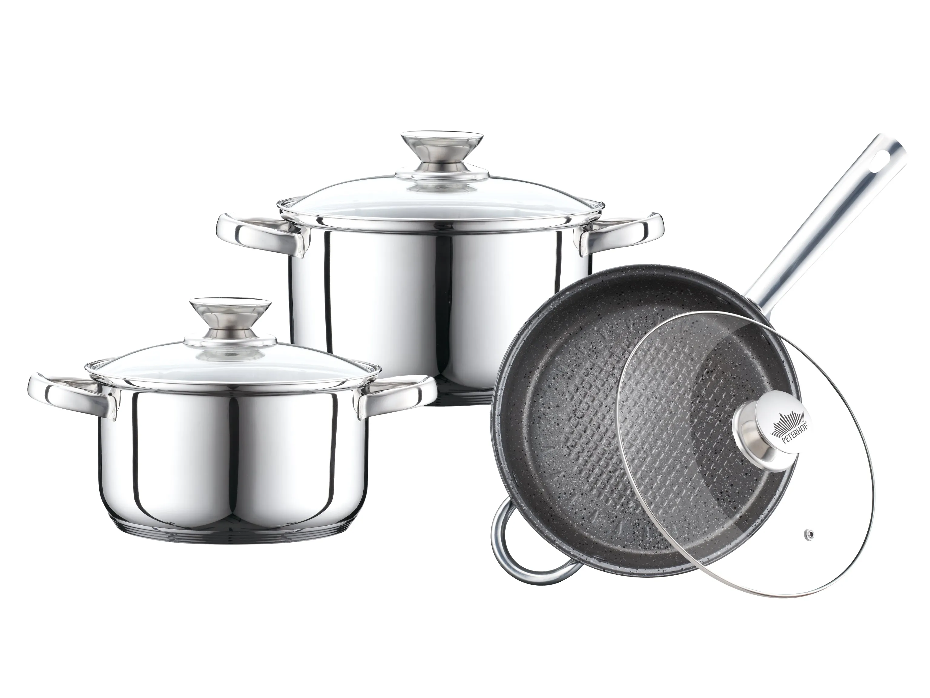 Peterhof PH-15829; Stainless Steel Cookware Set  6pcs