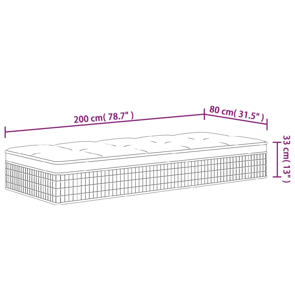 Pocket Spring Mattress Medium Firm 80x200 cm