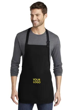 Port Authority Medium-Length Custom Aprons with Pouch Pockets, Black