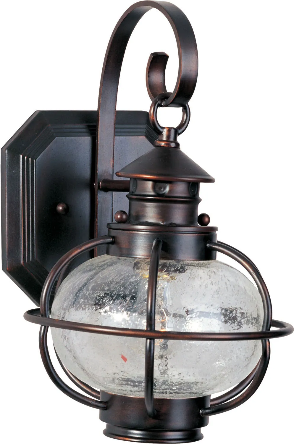 Portsmouth 1-Light Outdoor Wall Lantern in Oil Rubbed Bronze with Seedy Glass