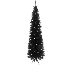 Pre-Lit Slim Line Black Christmas Tree - 6ft