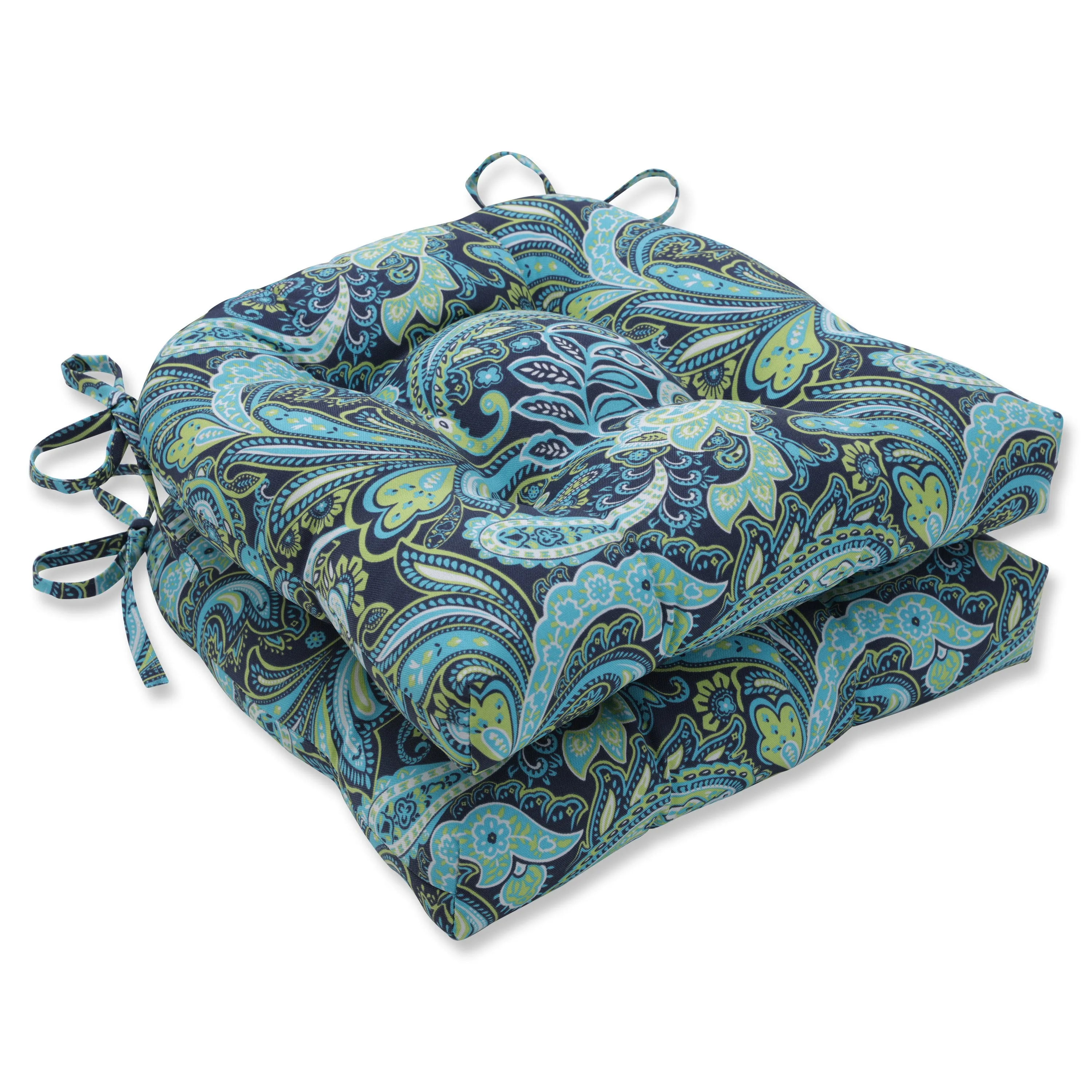 Pretty Paisley Navy Reversible Chair Pad (Set Of 2)