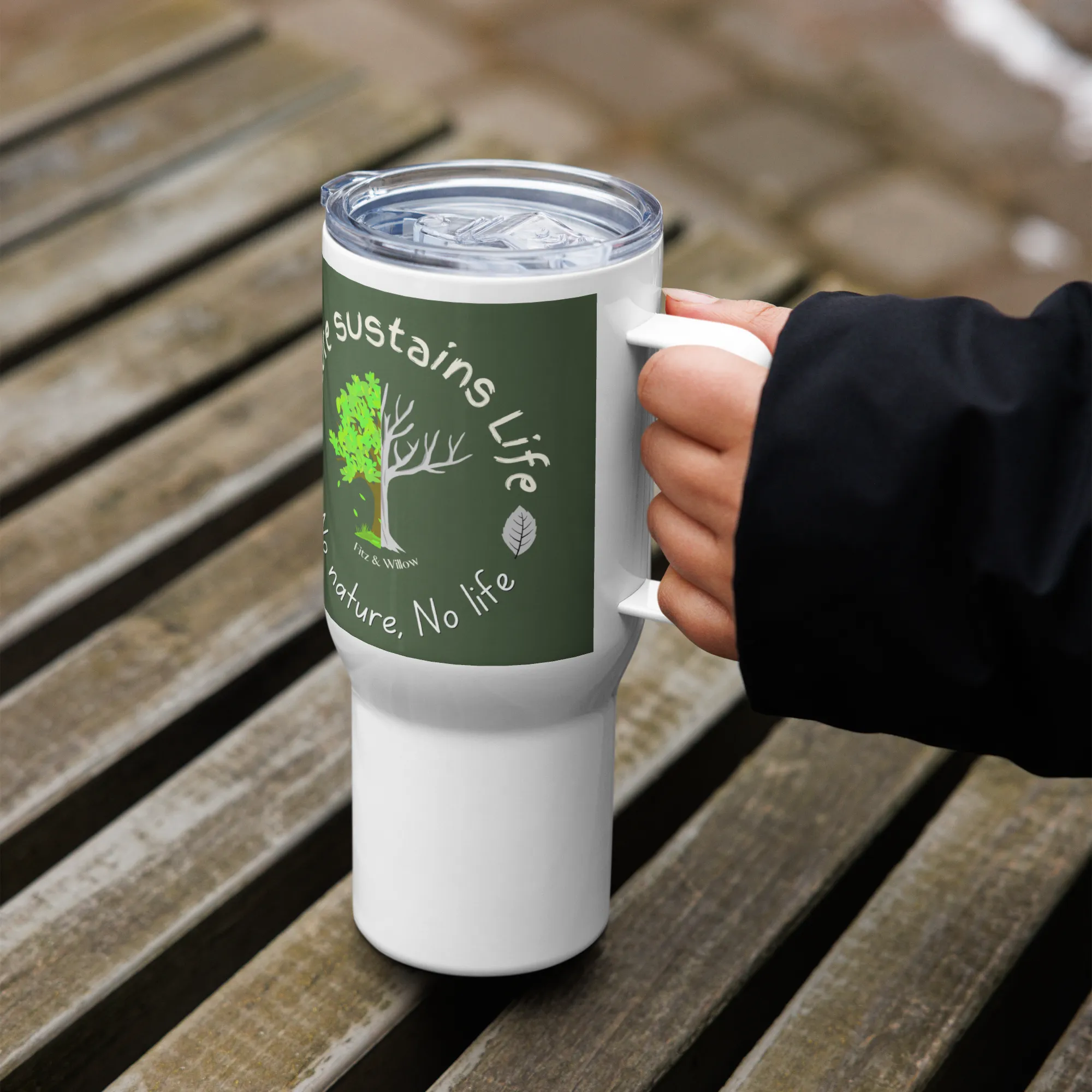 Protect Nature, Travel mug with handle