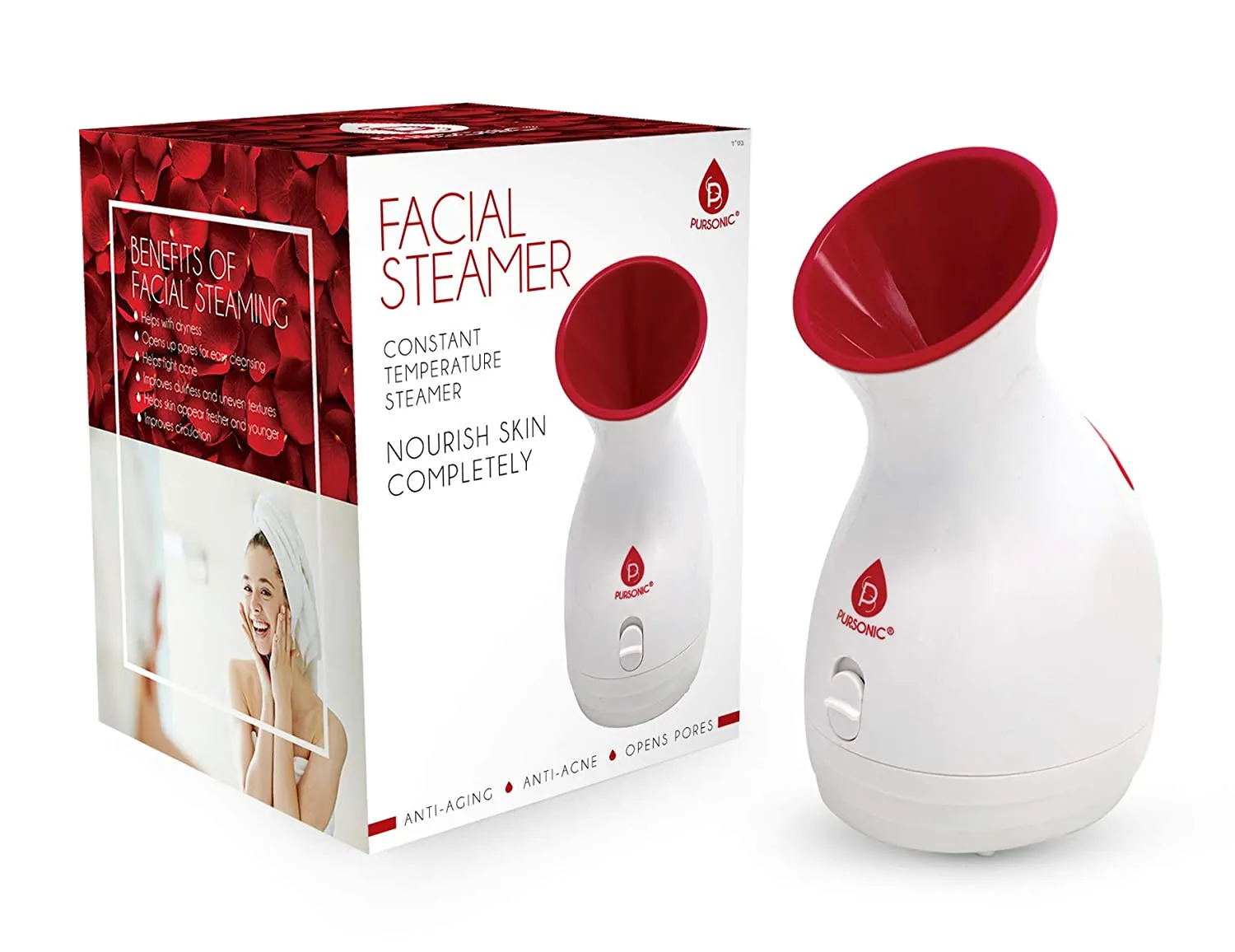 Pursonic Facial Steamer Hot Mist Moisturizing Spa: Nourish Skin Completely Extract Blackheads, Unclog Pores, Relieve Acne and Sunburn, Rejuvenate and Hydrate Your Skin for a Youthful Complexion