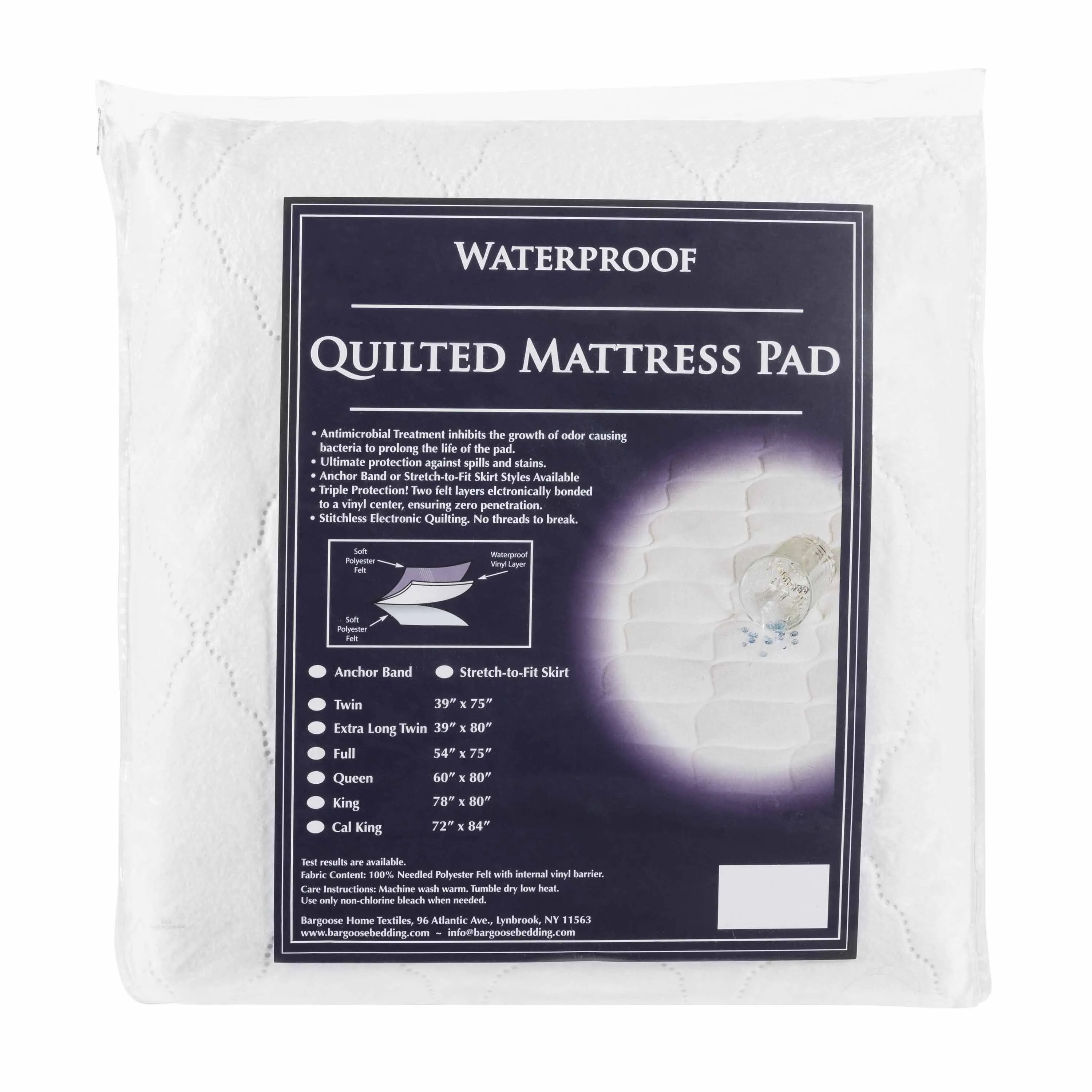 Quilted Waterproof Mattress Pad 3-Ply