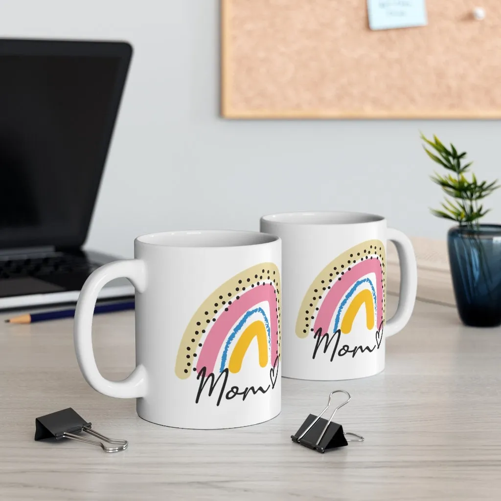 Rainbow Mug - Personalized Coffee Cup - Birthday Gift for Her - Smooth Printed Design on Both Sides - Dishwasher Safe Mug 11oz