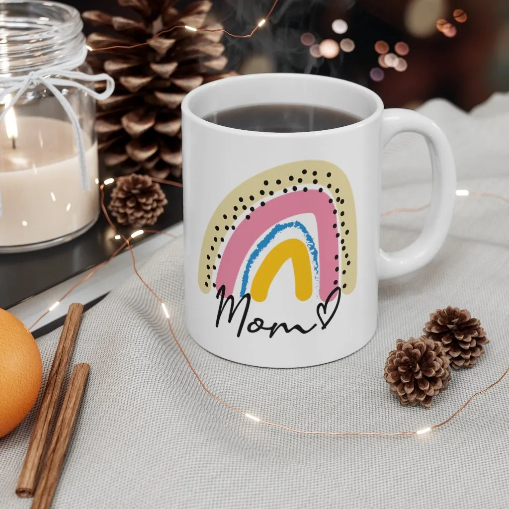 Rainbow Mug - Personalized Coffee Cup - Birthday Gift for Her - Smooth Printed Design on Both Sides - Dishwasher Safe Mug 11oz