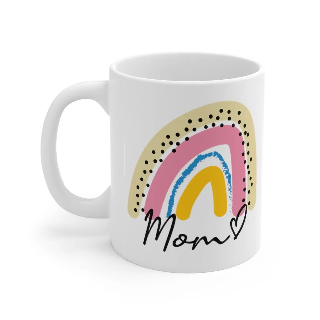 Rainbow Mug - Personalized Coffee Cup - Birthday Gift for Her - Smooth Printed Design on Both Sides - Dishwasher Safe Mug 11oz