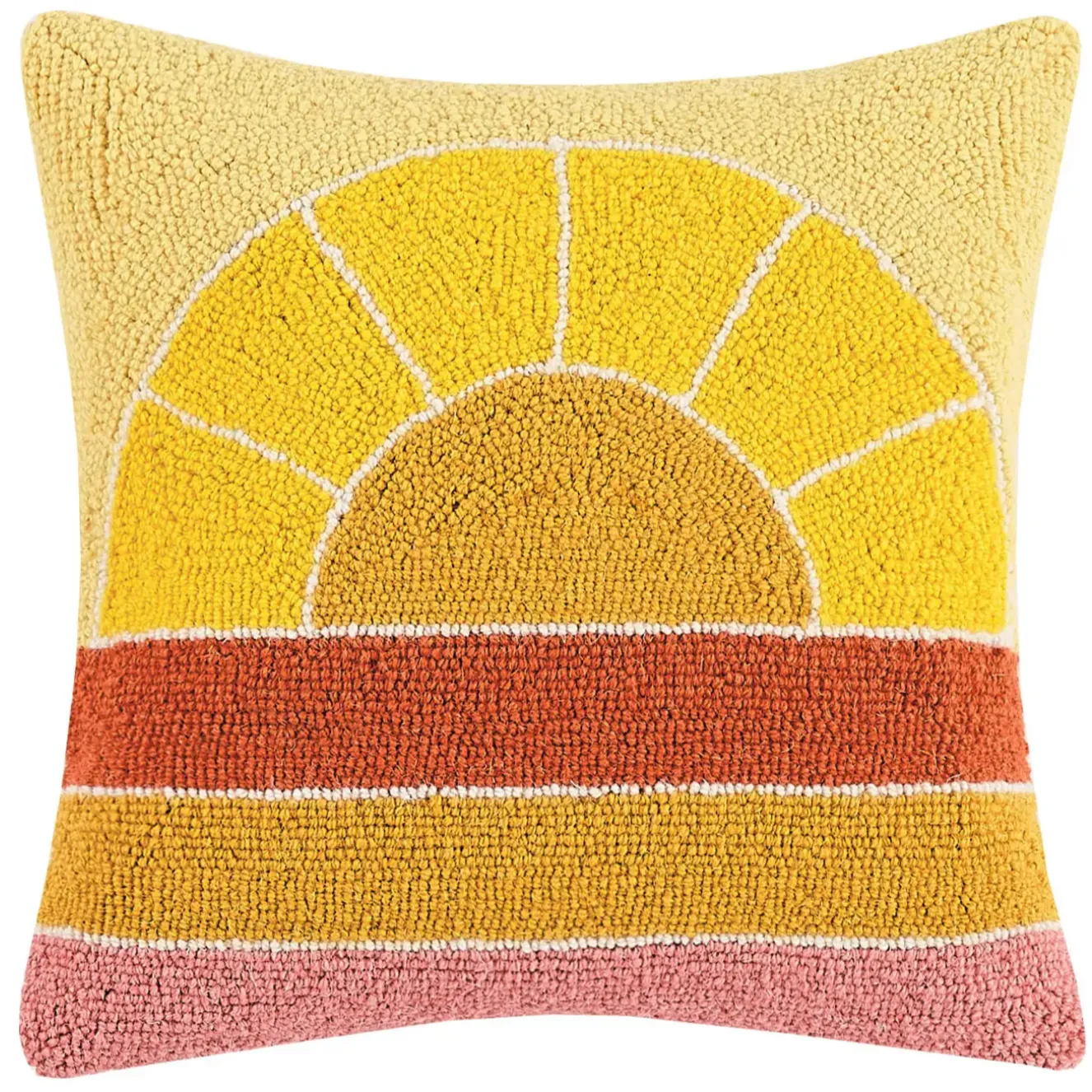 Retro Sunrise Wool Hooked Pillow