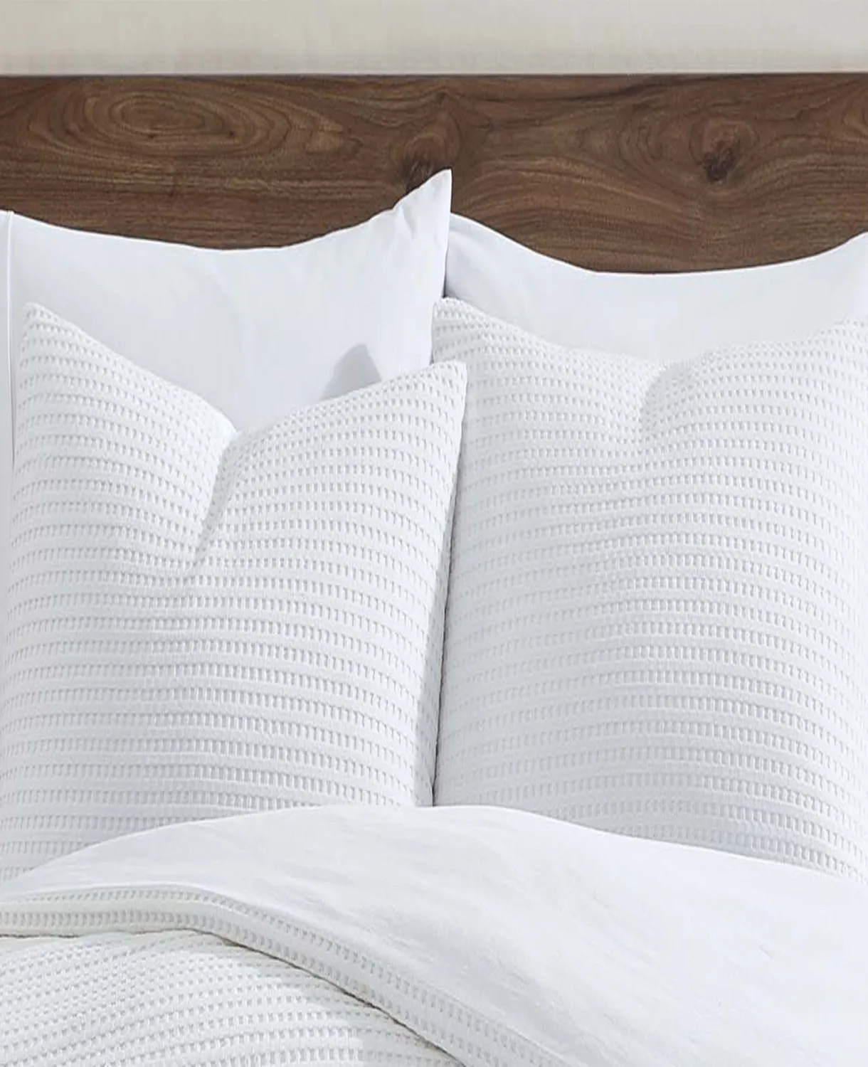 Reversible Solid White Waffle Comforter Set